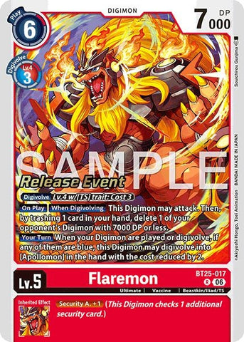 Image for Flaremon (BT25-017 R) (Dual Revolution Release Event Cards) (BT-25_PR) - Digimon Card Game