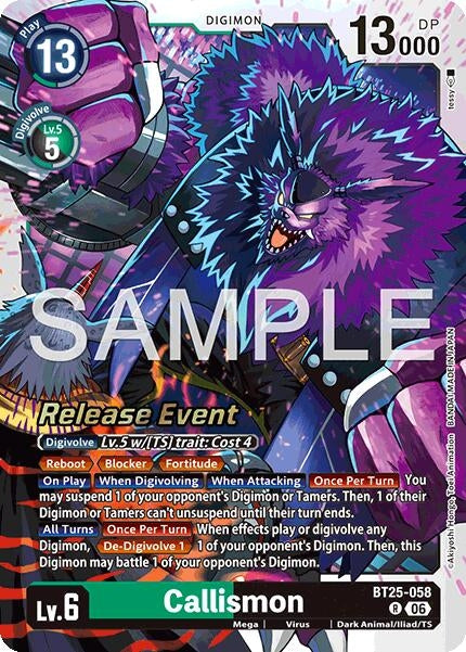 Image for Callismon (BT25-058 R) (Dual Revolution Release Event Cards) (BT-25_PR) - Digimon Card Game