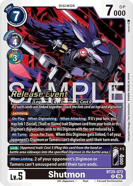Image for Shutmon (BT25-072 R) (Dual Revolution Release Event Cards) (BT-25_PR) - Digimon Card Game