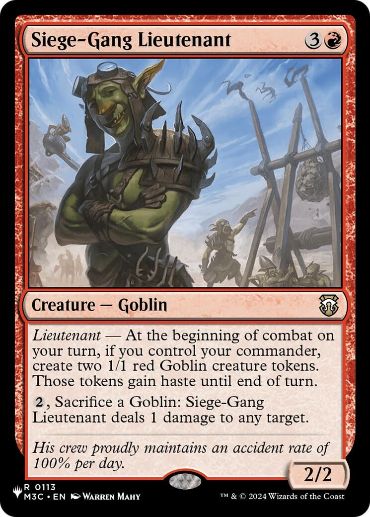 Image for Siege-Gang Lieutenant (113) (The List Reprints) - Magic: The Gathering