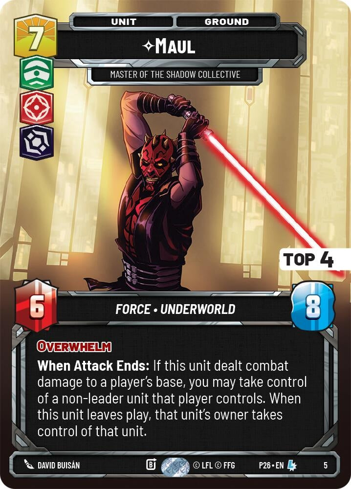 Image for Maul - Master of the Shadow Collective (Top 4) (5) (Organized Play Promos) - Star Wars: Unlimited