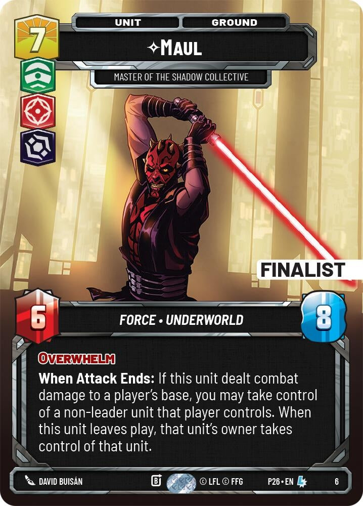 Image for Maul - Master of the Shadow Collective (Finalist) (6) (Organized Play Promos) - Star Wars: Unlimited