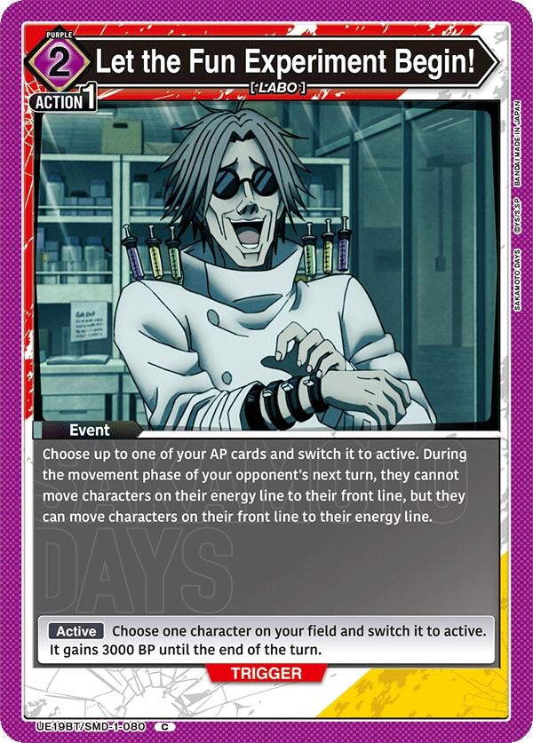 Image for Let the Fun Experiment Begin! (UE19BT/SMD-1-080) (UE19BT: SAKAMOTO DAYS) - Union Arena
