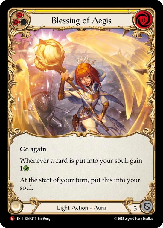 Image for Blessing Of Aegis (Yellow) (OMN244) (Omens of the Third Age) - Flesh and Blood TCG
