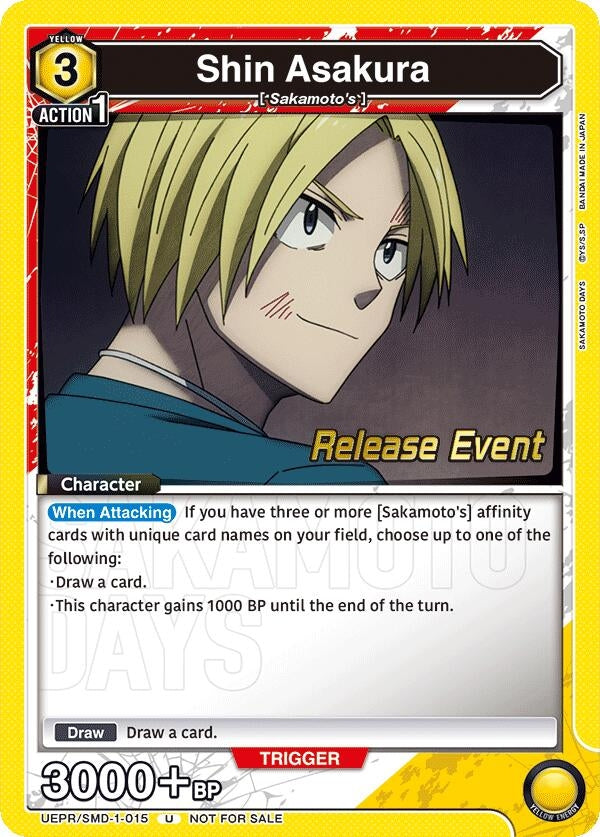 Image for Shin Asakura (015) (Release Event) (UE19BT/SMD-1-015) (UE19BT: SAKAMOTO DAYS Release Event Cards) - Union Arena
