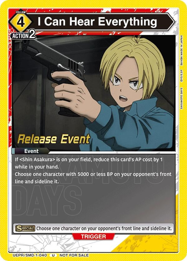 Image for I Can Hear Everything (Release Event) (UE19BT/SMD-1-040) (UE19BT: SAKAMOTO DAYS Release Event Cards) - Union Arena