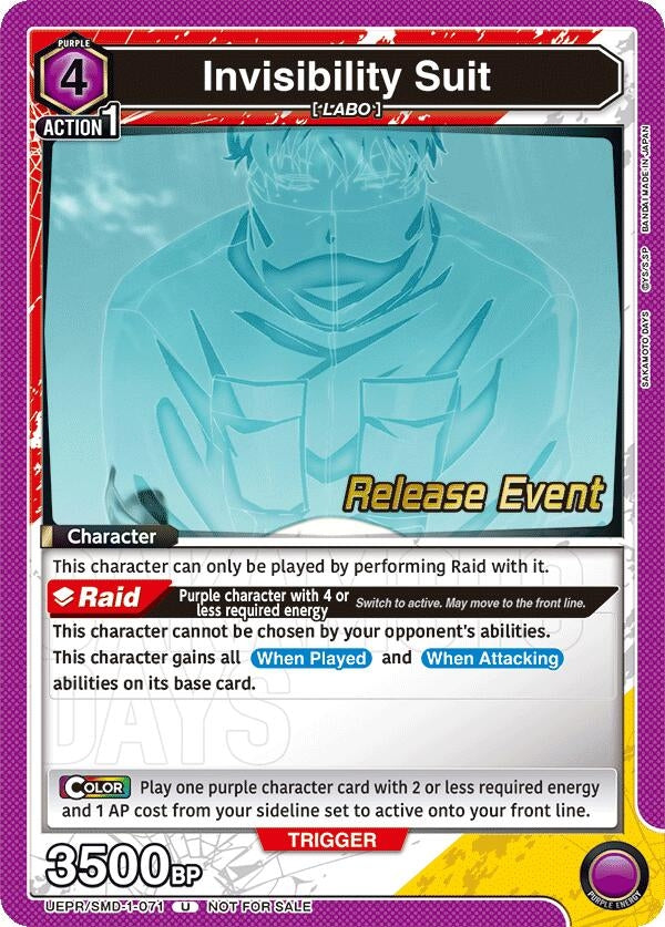 Image for Invisibility Suit (Release Event) (UE19BT/SMD-1-071) (UE19BT: SAKAMOTO DAYS Release Event Cards) - Union Arena