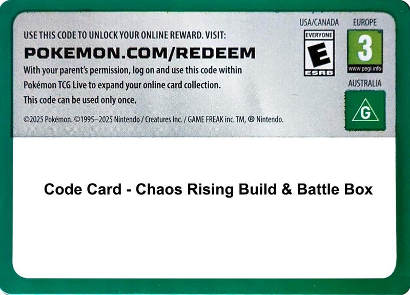 Image for Code Card - Chaos Rising Build & Battle Box (ME04: Chaos Rising) - Pokemon