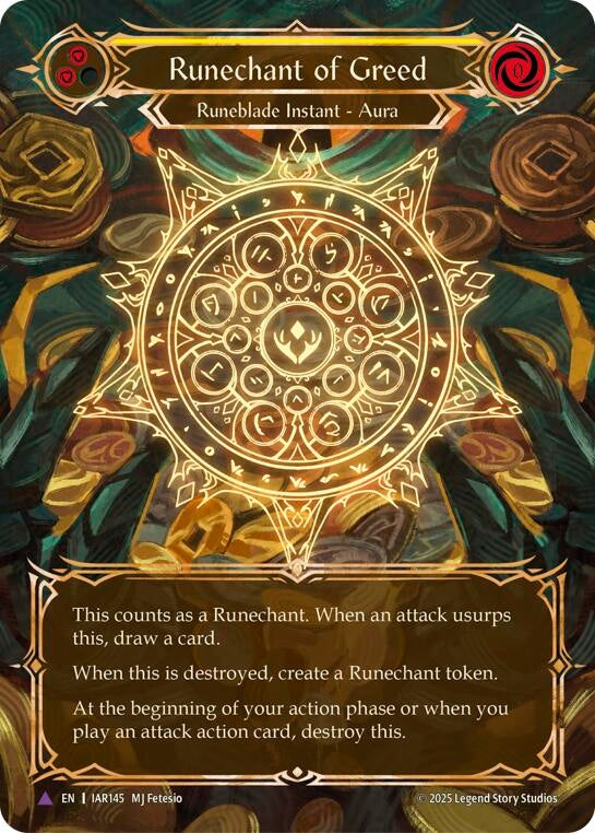 Image for Runechant of Greed (Yellow)(Marvel) (IAR145-MV) (Omens of the Third Age) - Flesh and Blood TCG