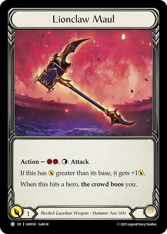 Image for Lionclaw Maul (GEM145-CF) (Gem Pack 5) - Flesh and Blood TCG
