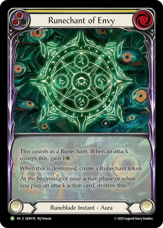 Image for Runechant of Envy (Yellow) (GEM178-RF) (Gem Pack 5) - Flesh and Blood TCG
