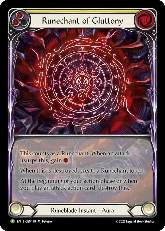 Image for Runechant of Gluttony (Yellow) (GEM179-RF) (Gem Pack 5) - Flesh and Blood TCG