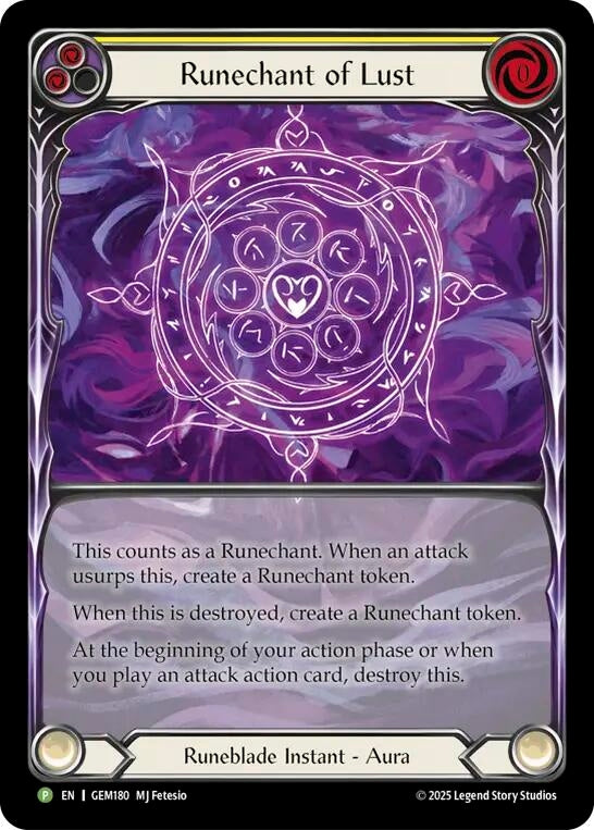 Image for Runechant of Lust (Yellow) (GEM180-RF) (Gem Pack 5) - Flesh and Blood TCG
