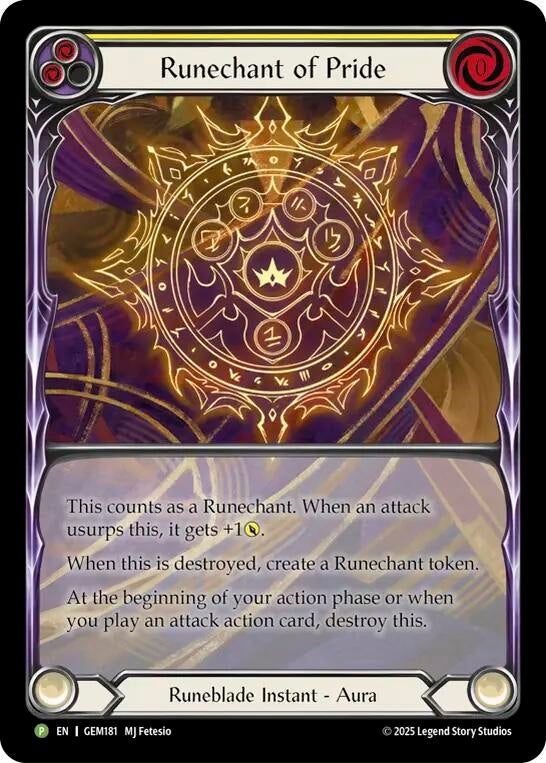 Image for Runechant of Pride (Yellow) (GEM181-RF) (Gem Pack 5) - Flesh and Blood TCG