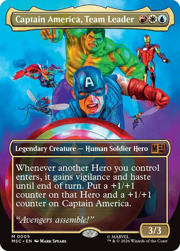 Image for Captain America, Team Leader (Borderless) (5) (Commander: Marvel Super Heroes) - Magic: The Gathering