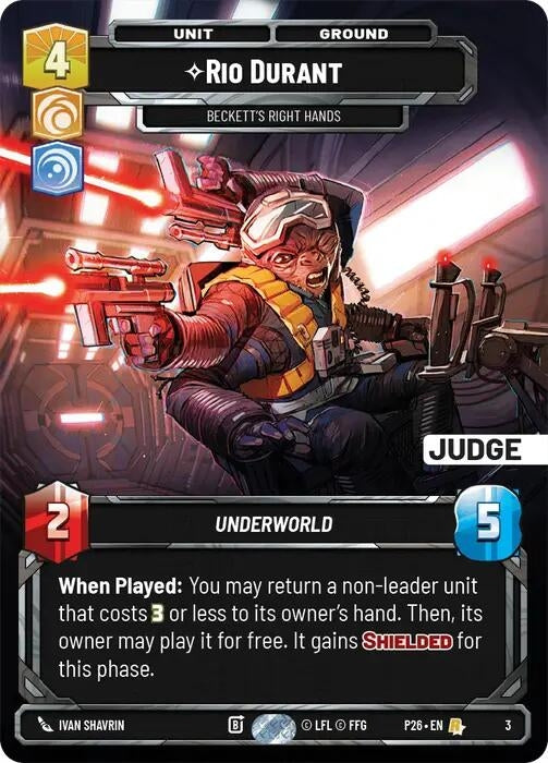 Image for Rio Durant - Beckett's Right Hands (3) (Judge Promos) (JDG) - Star Wars: Unlimited