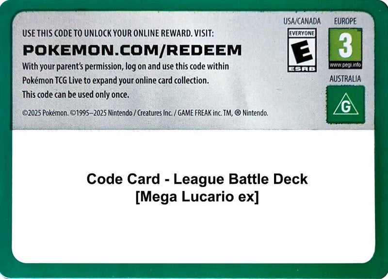Image for Code Card - League Battle Deck [Mega Lucario ex] (Miscellaneous Cards & Products) (MCAP) - Pokemon
