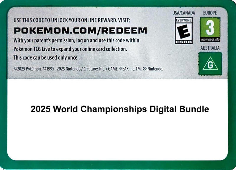 Image for Code Card - 2025 World Championships digital bundle - Pokemon