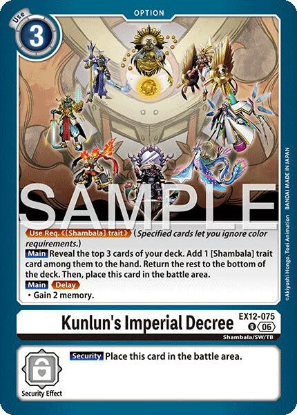 Image for Kunlun's Imperial Decree (EX12-075 R) (Digital World Shambala) (EX-12) - Digimon Card Game