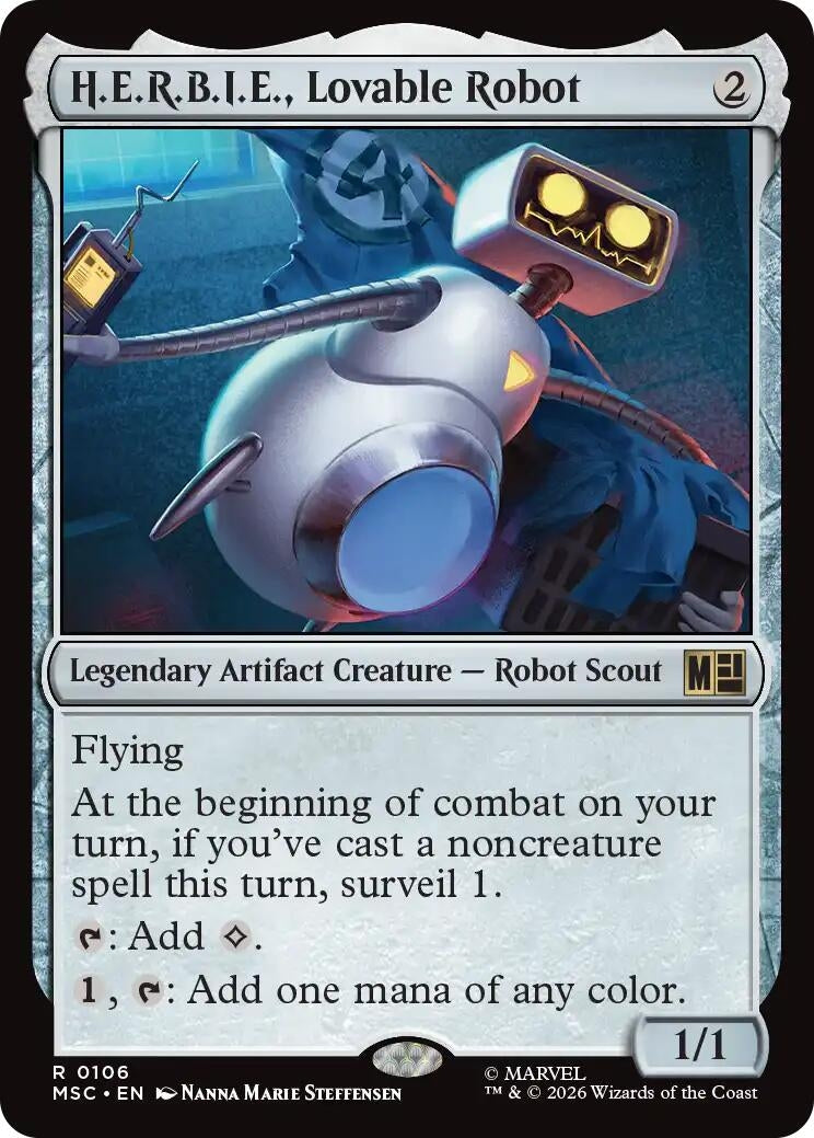 Image for H.E.R.B.I.E., Lovable Robot (Surge Foil) (106) (Commander: Marvel Super Heroes) - Magic: The Gathering
