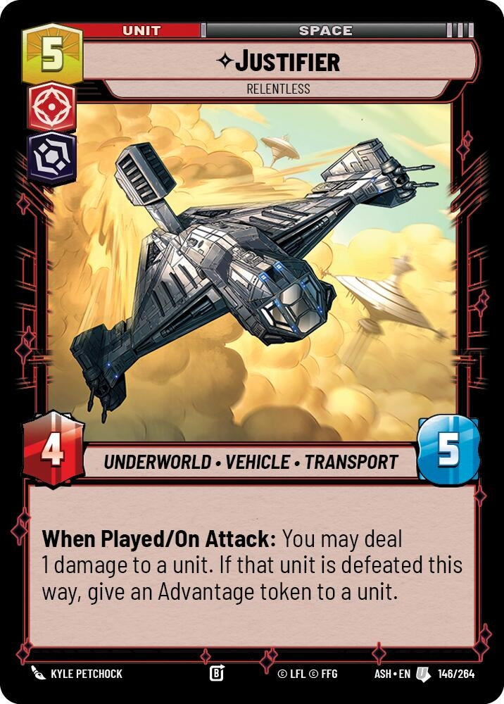 Image for Justifier - Relentless (146/264) (Ashes of the Empire) (ASH) - Star Wars: Unlimited