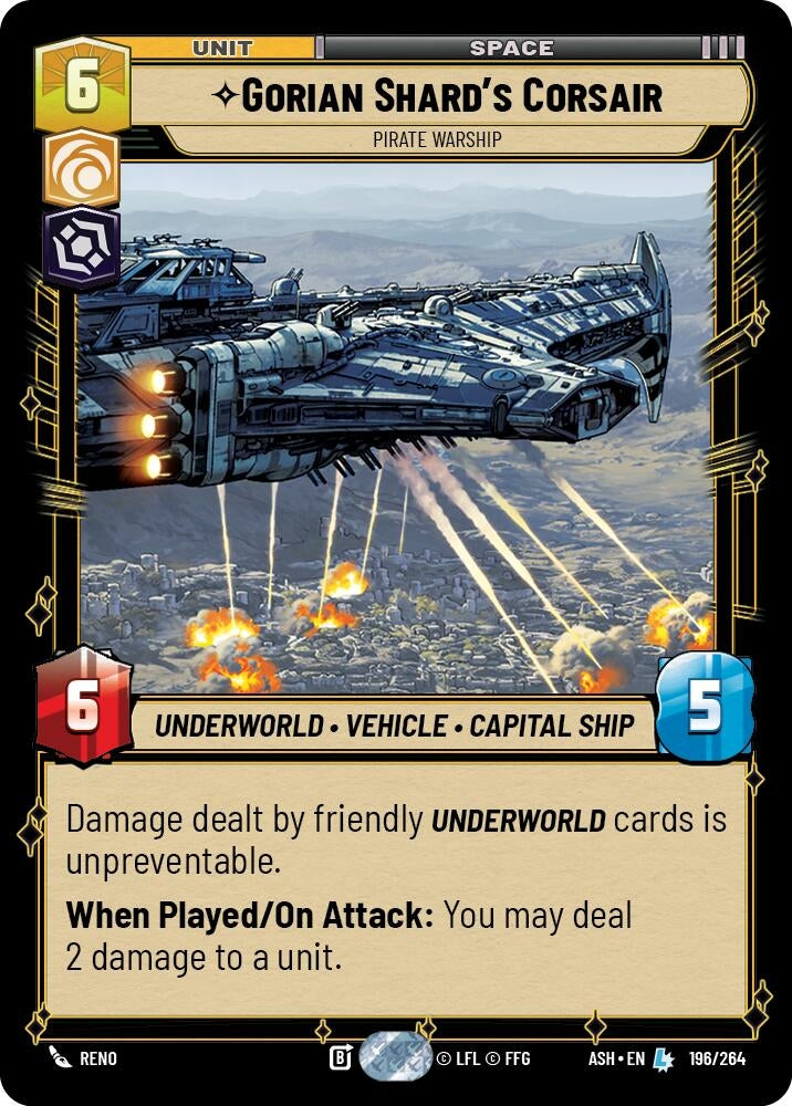 Image for Gorian Shard's Corsair - Pirate Warship (196/264) (Ashes of the Empire) (ASH) - Star Wars: Unlimited