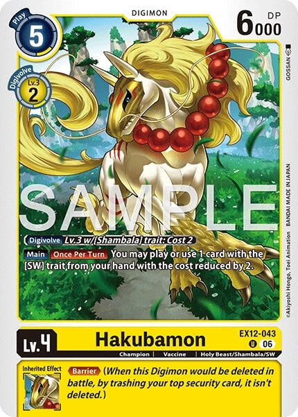 Image for Hakubamon (EX12-043 U) (Digital World Shambala) (EX-12) - Digimon Card Game