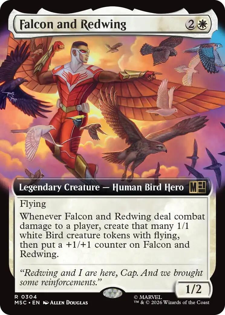 Image for Falcon and Redwing (Extended Art) (304) (Commander: Marvel Super Heroes) - Magic: The Gathering