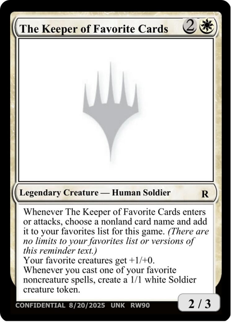 Image for The Keeper of Favorite Cards (8/20/2025) (Un-Known Event Playtest Cards) (UNK) - Magic: The Gathering