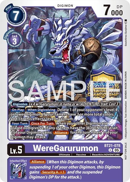 Image for WereGarurumon (World Championship 26–27 Regionals Season 2) (BT21-078 U) (World Convergence) (BT-21) - Digimon Card Game