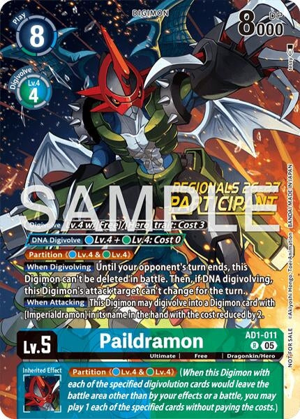 Image for Paildramon - AD1-011 (Regionals 26-27 Season 2 Participant) (AD1-011 R) (Advanced Booster Digimon Generation) (AD-01) - Digimon Card Game