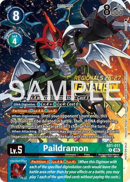 Image for Paildramon - AD1-011 (Regionals 26-27 Season 2 Finalist) (AD1-011 R) (Advanced Booster Digimon Generation) (AD-01) - Digimon Card Game