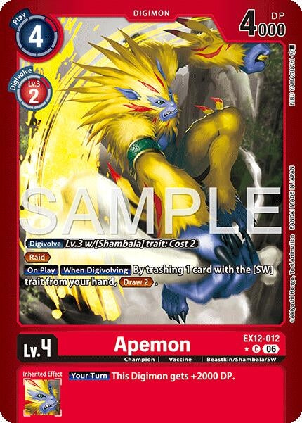 Image for Apemon (Limited Foil) (EX12-012 C) (Digital World Shambala) (EX-12) - Digimon Card Game