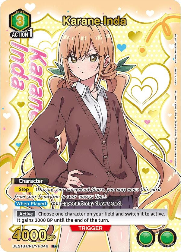 Image for Karane Inda (046) (R*) (Box Topper Gold Foil) (UE21BT/RLY-1-046) (UE21BT: The 100 Girlfriends Who Really, Really, Really, Really, REALLY Love You) (UE21BT) - Union Arena