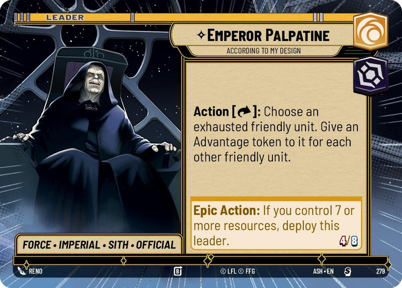 Image for Emperor Palpatine - According to My Design (Hyperspace) (279) (Ashes of the Empire) (ASH) - Star Wars: Unlimited