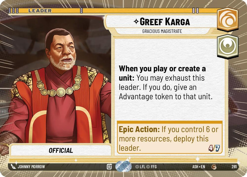 Image for Greef Karga - Gracious Magistrate (Hyperspace) (281) (Ashes of the Empire) (ASH) - Star Wars: Unlimited