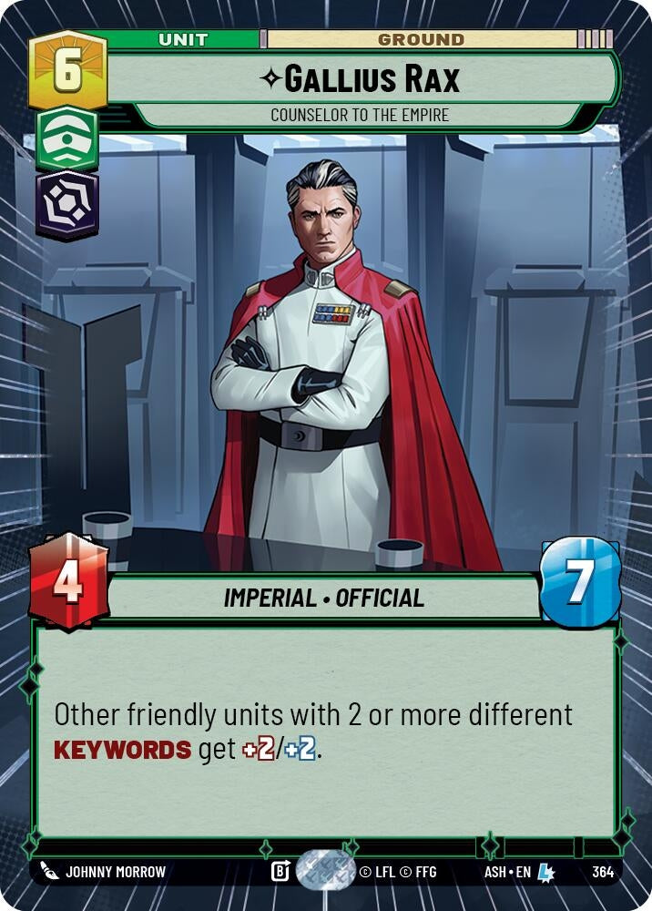 Image for Gallius Rax - Counselor to the Empire (Hyperspace) (364) (Ashes of the Empire) (ASH) - Star Wars: Unlimited