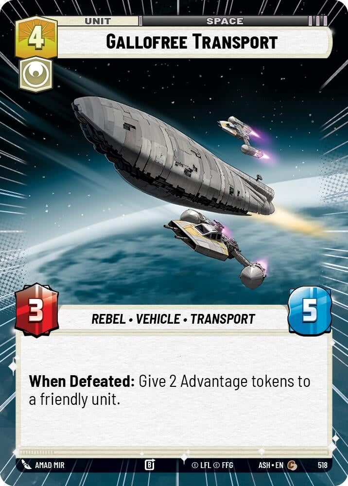 Image for Gallofree Transport (Hyperspace) (518) (Ashes of the Empire) (ASH) - Star Wars: Unlimited