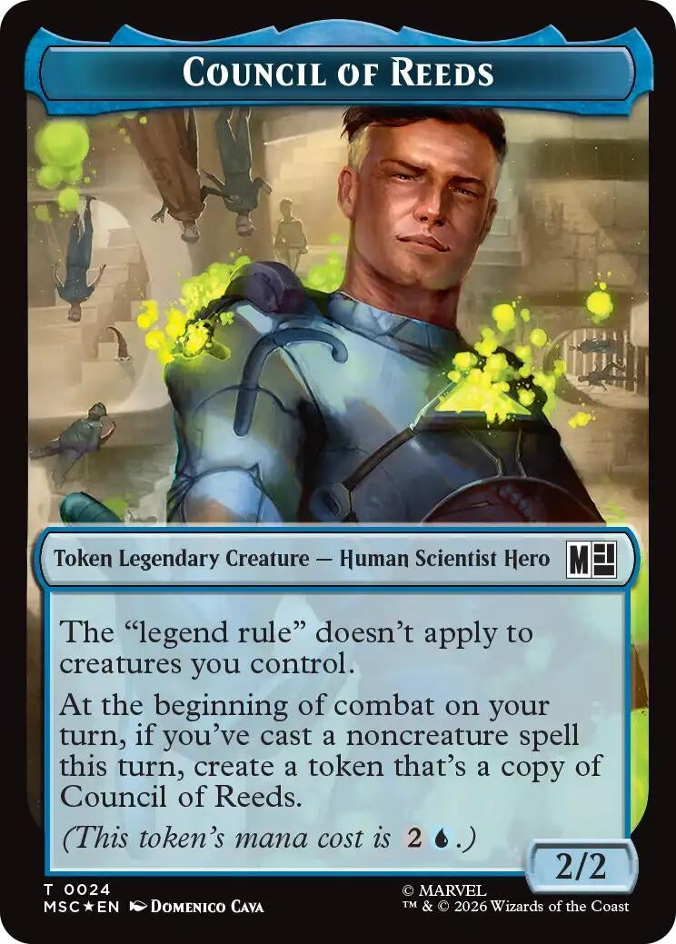 Image for Council of Reeds (0024) // Merfolk (0024) Double-Sided Token (Surge Foil) (24 // 24) (Commander: Marvel Super Heroes) (MSC) - Magic: The Gathering