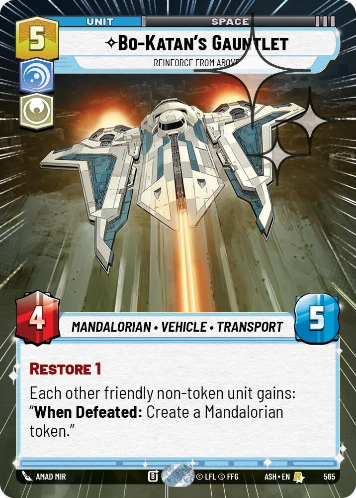 Image for Bo-Katan's Gauntlet - Reinforce from Above (Hyperspace Foil) (565) (Ashes of the Empire) (ASH) - Star Wars: Unlimited