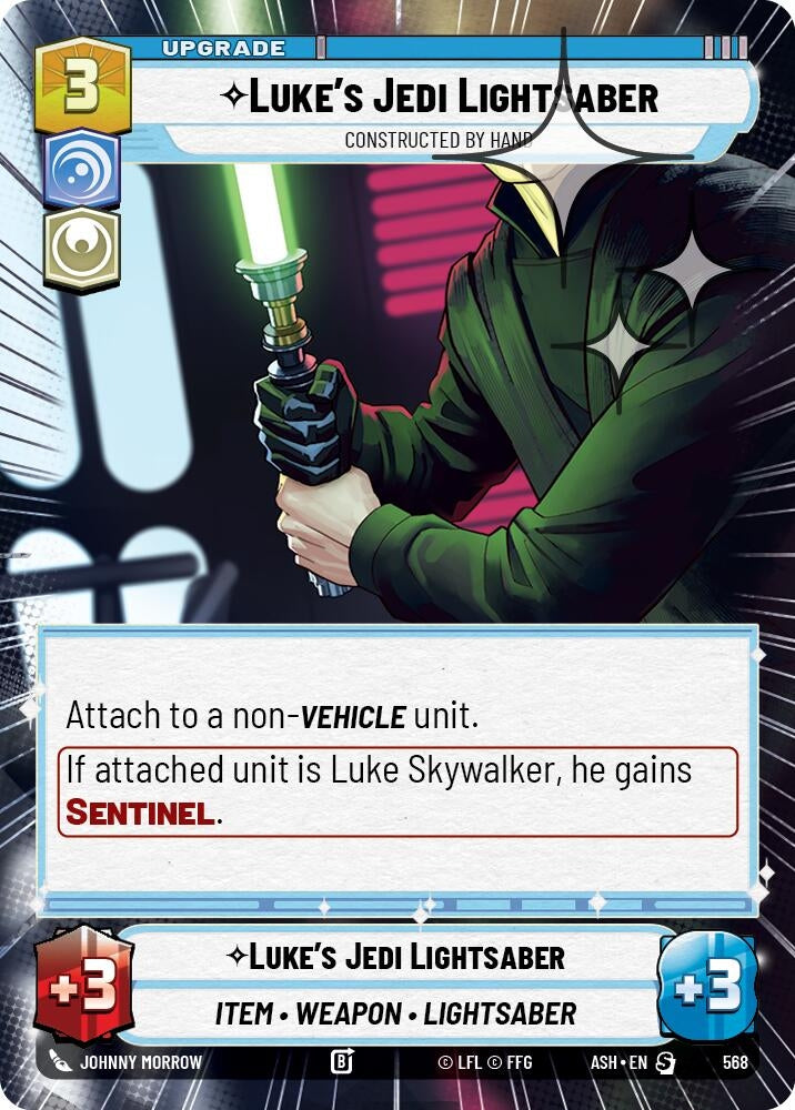 Image for Luke's Jedi Lightsaber - Constructed by Hand (Hyperspace Foil) (568) (Ashes of the Empire) (ASH) - Star Wars: Unlimited