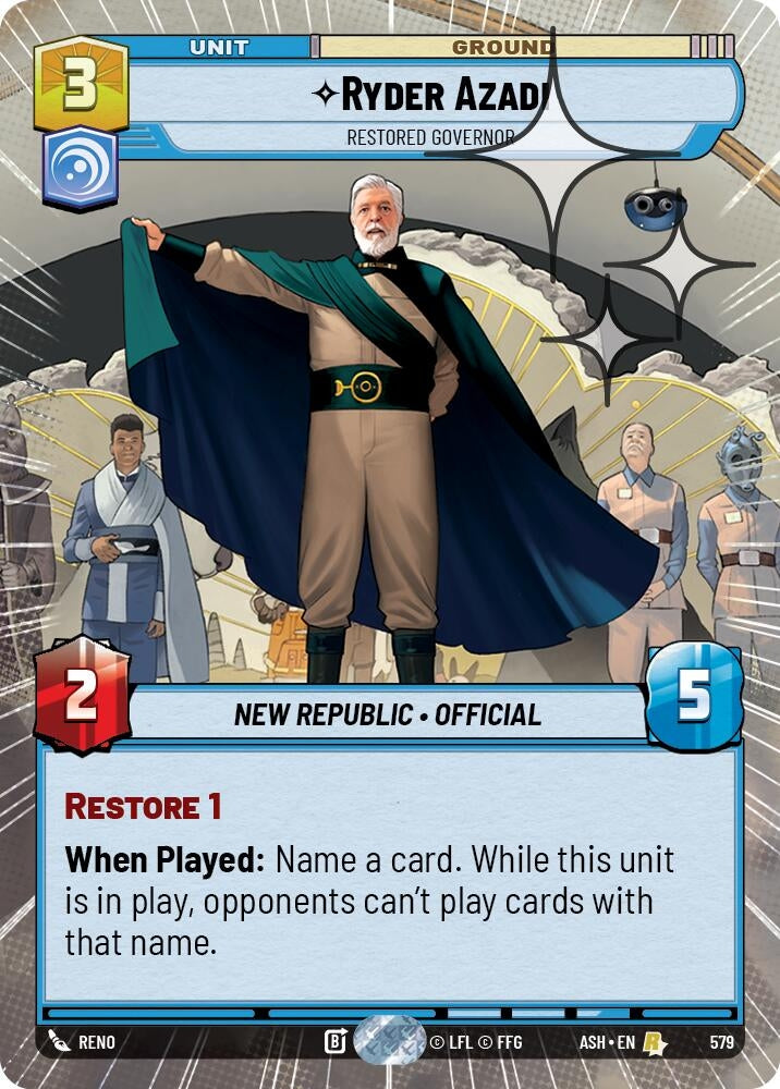 Image for Ryder Azadi - Restored Governor (Hyperspace Foil) (579) (Ashes of the Empire) (ASH) - Star Wars: Unlimited