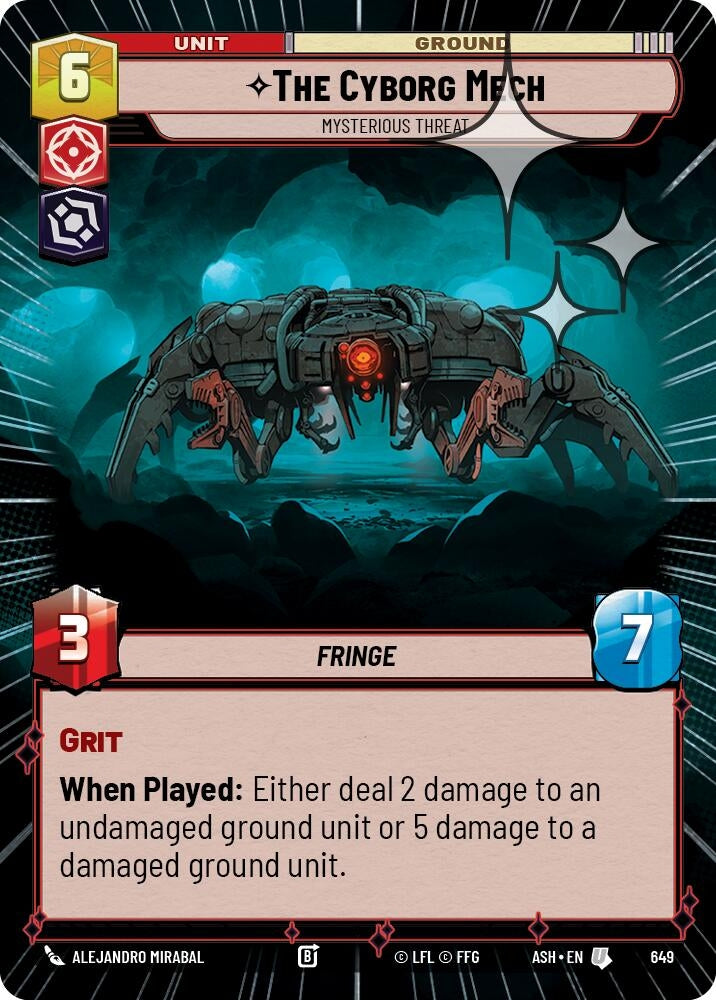 Image for The Cyborg Mech - Mysterious Threat (Hyperspace Foil) (649) (Ashes of the Empire) (ASH) - Star Wars: Unlimited