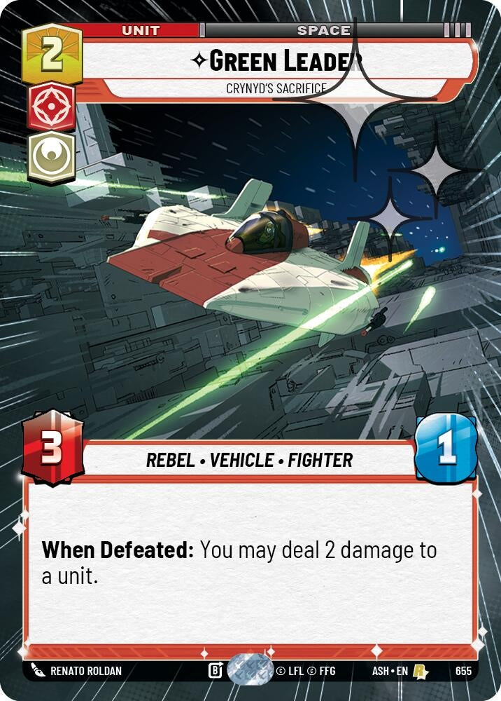 Image for Green Leader - Crynyd's Sacrifice (Hyperspace Foil) (655) (Ashes of the Empire) (ASH) - Star Wars: Unlimited
