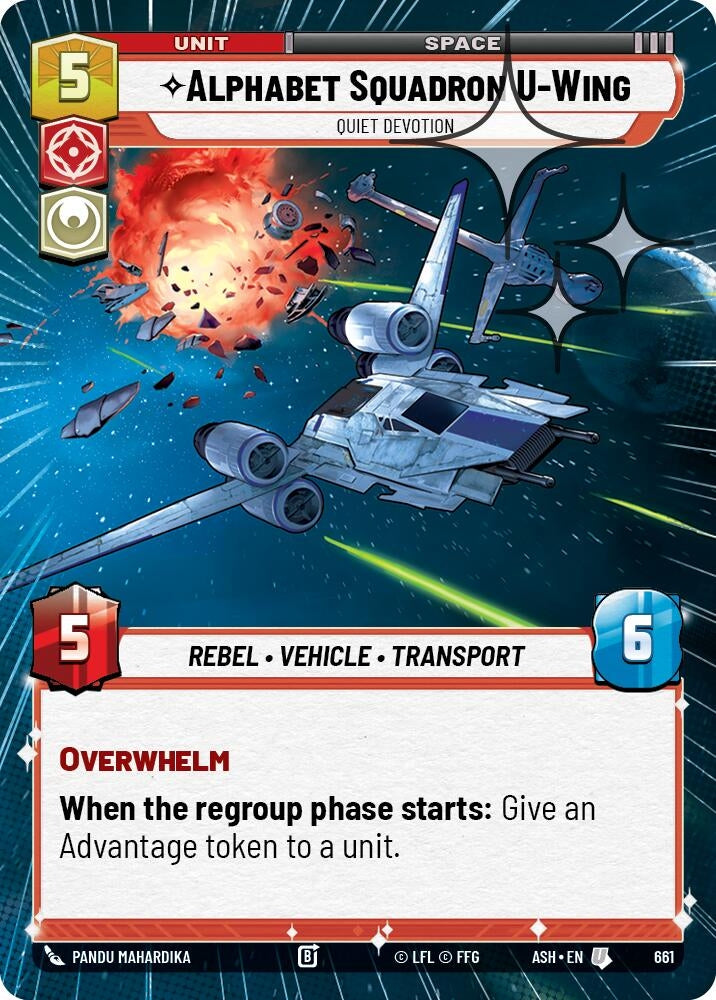 Image for Alphabet Squadron U-Wing - Quiet Devotion (Hyperspace Foil) (661) (Ashes of the Empire) (ASH) - Star Wars: Unlimited