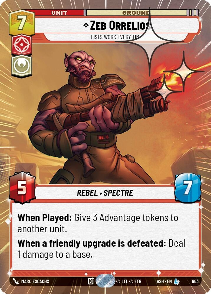 Image for Zeb Orrelios - Fists Work Every Time (Hyperspace Foil) (663) (Ashes of the Empire) (ASH) - Star Wars: Unlimited
