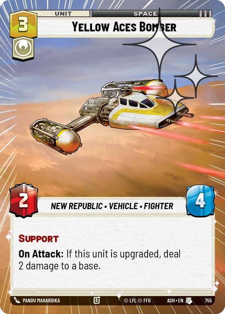 Image for Yellow Aces Bomber (Hyperspace Foil) (755) (Ashes of the Empire) (ASH) - Star Wars: Unlimited