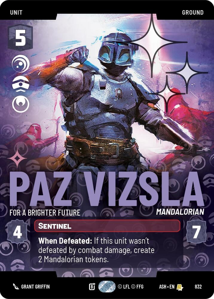 Image for Paz Vizsla - For a Brighter Future (Prestige Foil) (832) (Ashes of the Empire) (ASH) - Star Wars: Unlimited