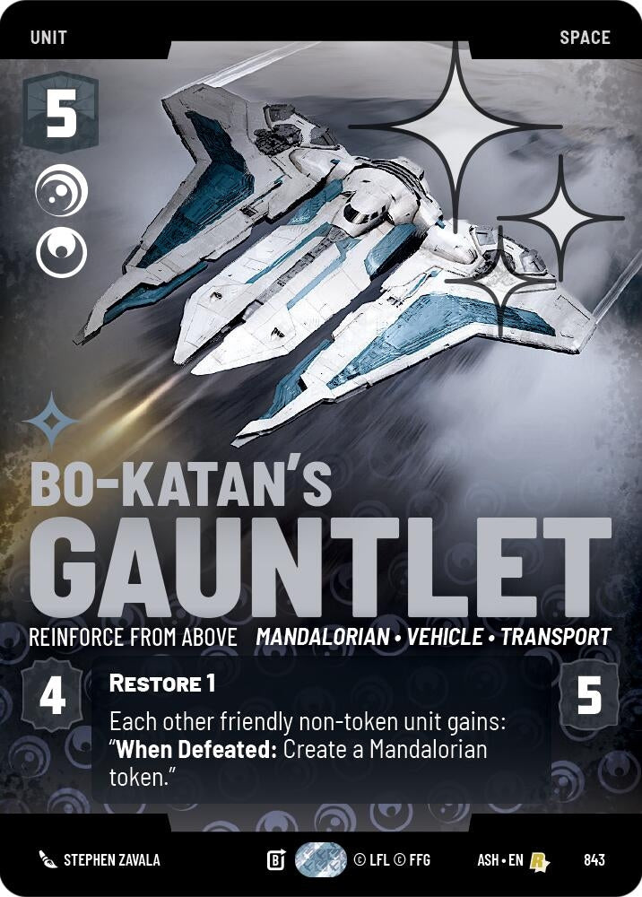 Image for Bo-Katan's Gauntlet - Reinforce from Above (Prestige Foil) (843) (Ashes of the Empire) (ASH) - Star Wars: Unlimited