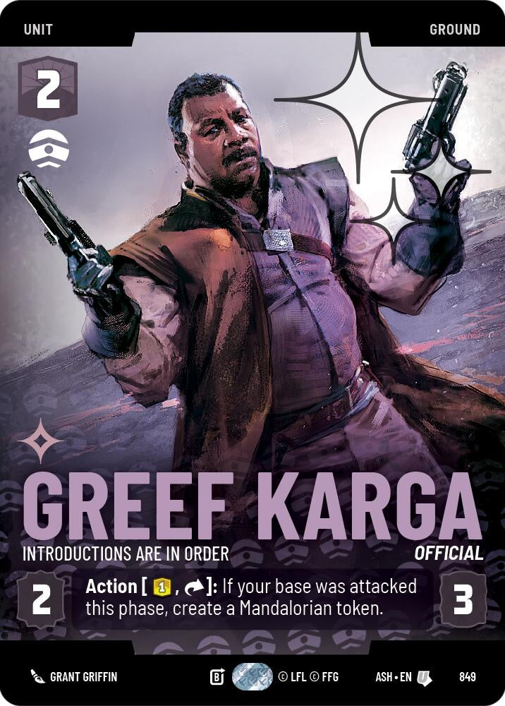 Image for Greef Karga - Introductions are in Order (Prestige Foil) (849) (Ashes of the Empire) (ASH) - Star Wars: Unlimited